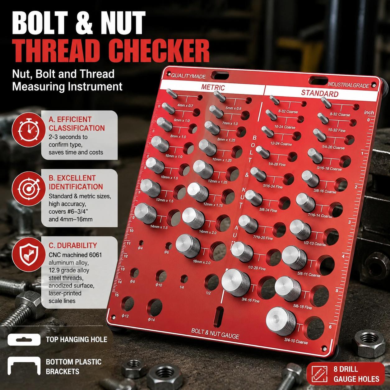 Woodworking Garage - Nut and Bolt Thread Gauge Set