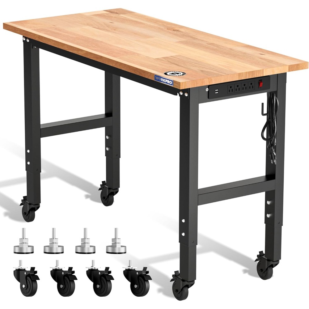 Woodworking Garage - Garage Workbench, 48X22 Adjustable Workbench with