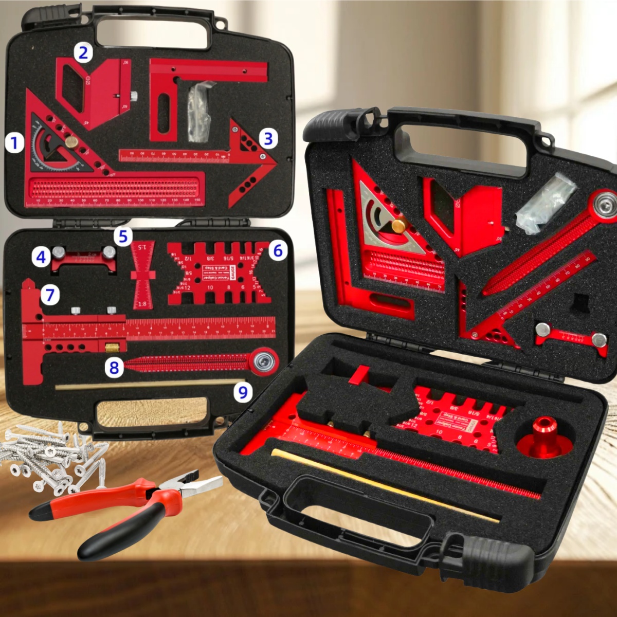 Woodworking Free Plans - 9pcs/10pcs Woodworking Measuring Tool Set with