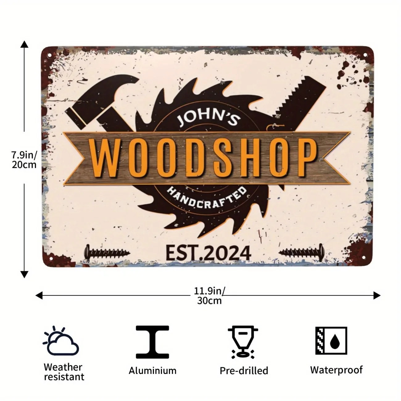 Woodworking Garage - Personalized Custom Woodworking Carpenter Sign, Aluminum
