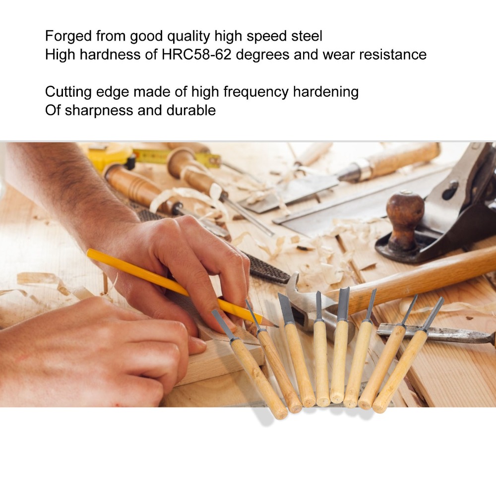 8PCS HSS Steel Wood Turning Ch - đánh giá và giá Skew Chisel Wood
