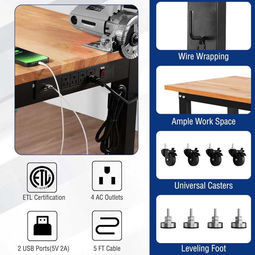 Garage Workbench, 48X22 Adjust - đánh giá và giá Woodworking Garage