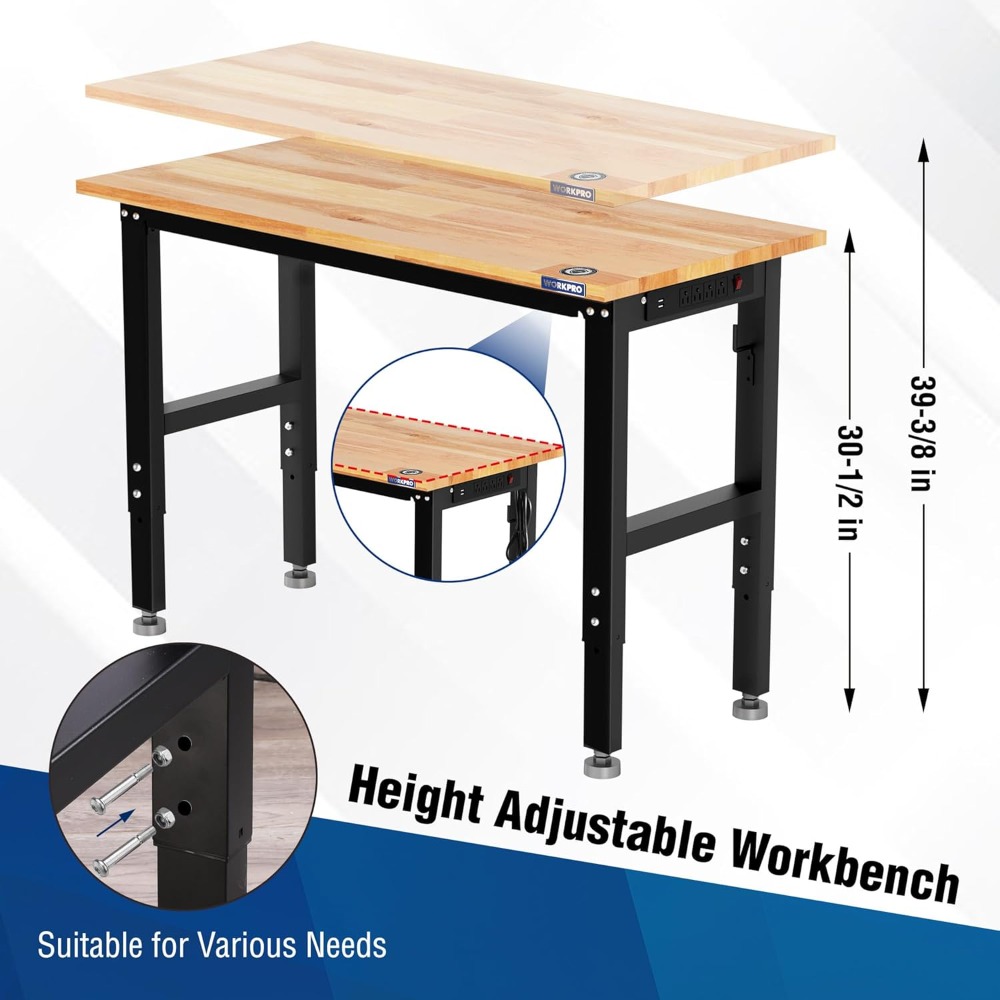 Garage Workbench, 48X22 Adjust - đánh giá và giá Woodworking Garage
