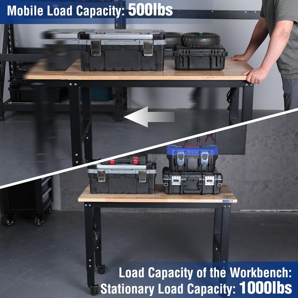 Garage Workbench, 48X22 Adjust - đánh giá và giá Woodworking Garage